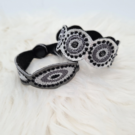 Preview: Armband in grau/schwarz, Echt-Leder, 21cm lang